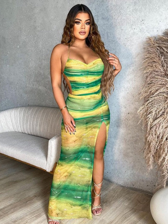 High Rise Backless Sleeveless Maxi Dresses