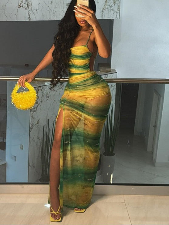 High Rise Backless Sleeveless Maxi Dresses