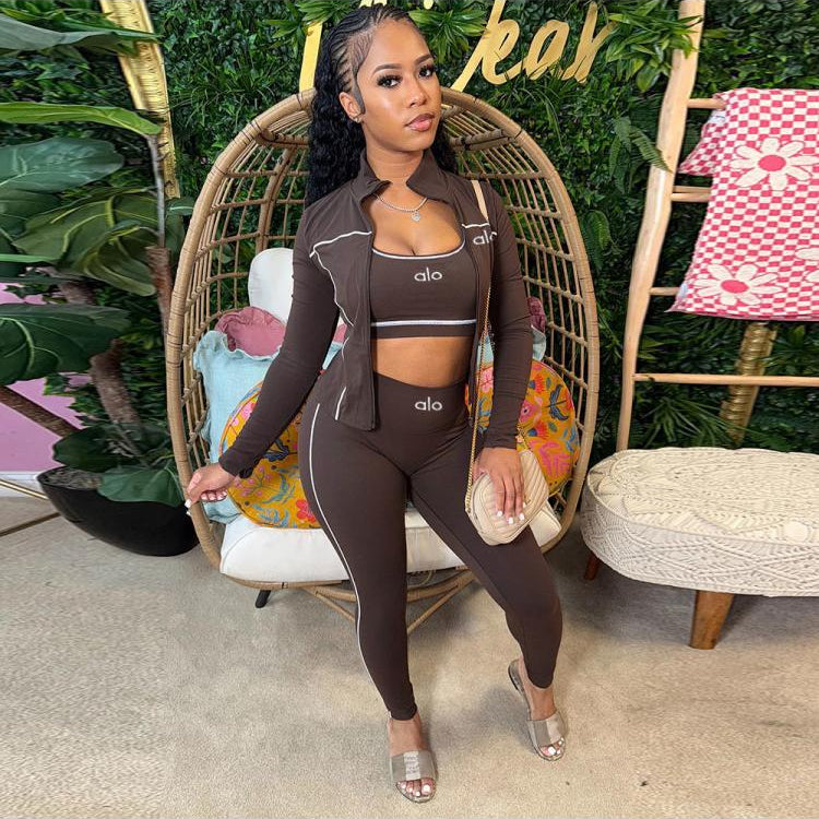 Striped Trim Tank Coats Pant 3 Piece Sets